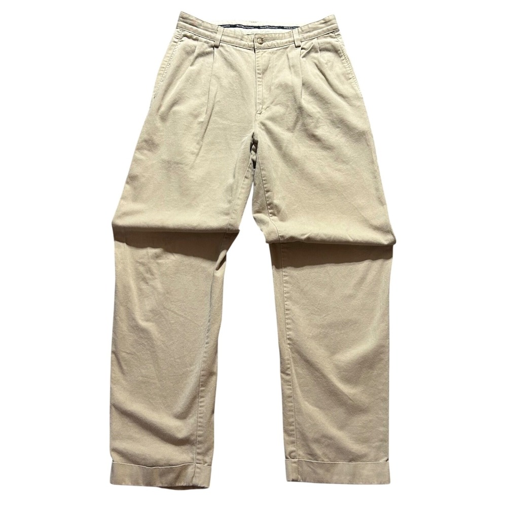 VTG Polo Ralph Lauren Chino Pants Mens 30x32 Khaki Tan Straight Leg USA Made 80s